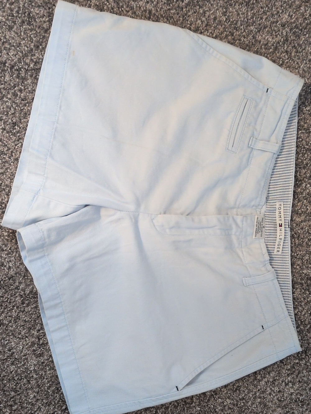 Tommy Hilfiger Women's Pale Blue Flat Front Shorts, 100% Cotton VINTAGE